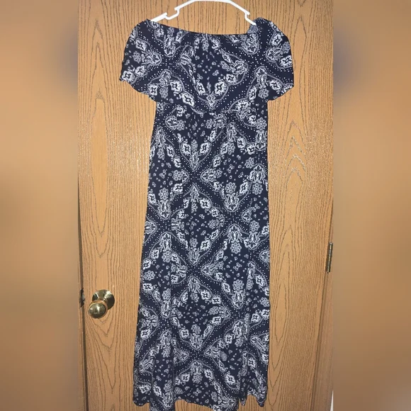 Yidarton Blue And White Patterned Strapless Maxi Dress Size M - Picture 3 of 8